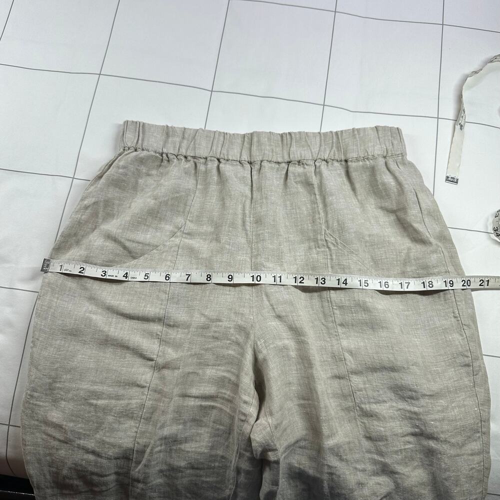 Quince Pants Womens Medium Flax Cream 100% European Linen Tapered Ankle Relaxed - Picture 8 of 12